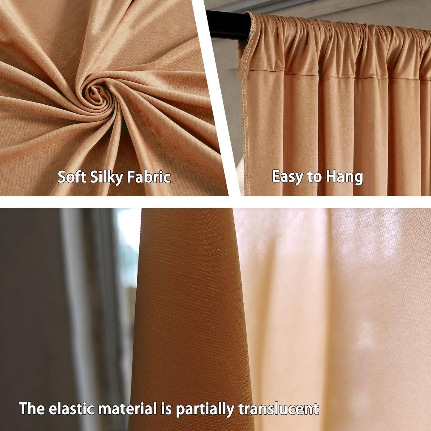 10 x 10 Feet Khaki Backdrop Curtain for Partie, Background Curtains for Photoshoot, Birthday, Wedding, Halloween, Thanksgiving, Christmas Day, New Year Party Decorations 5Ft x 10Ft, 2 Panels