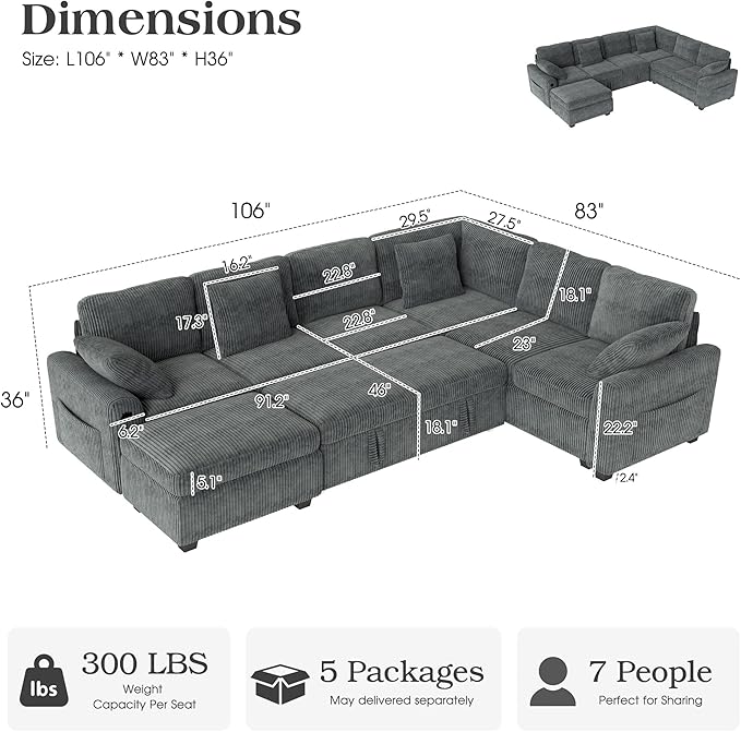 Ihanherry 7-Seater Large Sectional Sofa Bed - Image 2