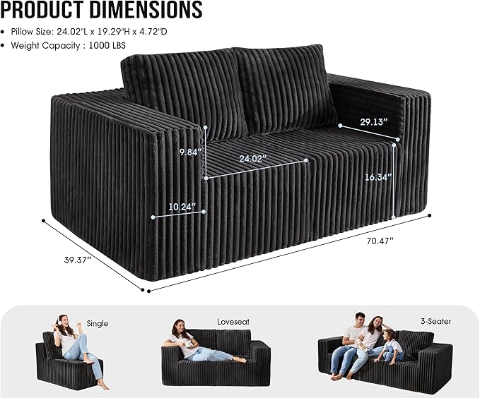 Modular Sectional Sofa 2 Seater Loveseat Modular Couch - Image 2
