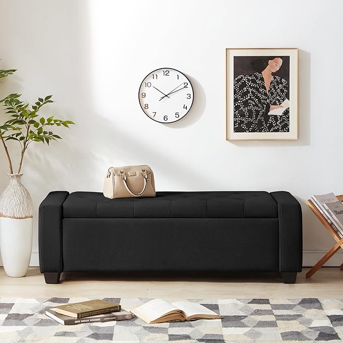 Huatean Home 48" Ottoman with Storage, Upholstered Entryway Bench with Seating - Image 5