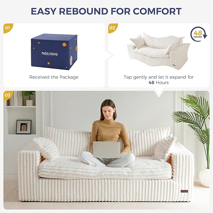 MAXYOYO 76" Bean Bag Sofa Couch, Loveseat Boneless Couch in a Box, Upholstered - Image 9