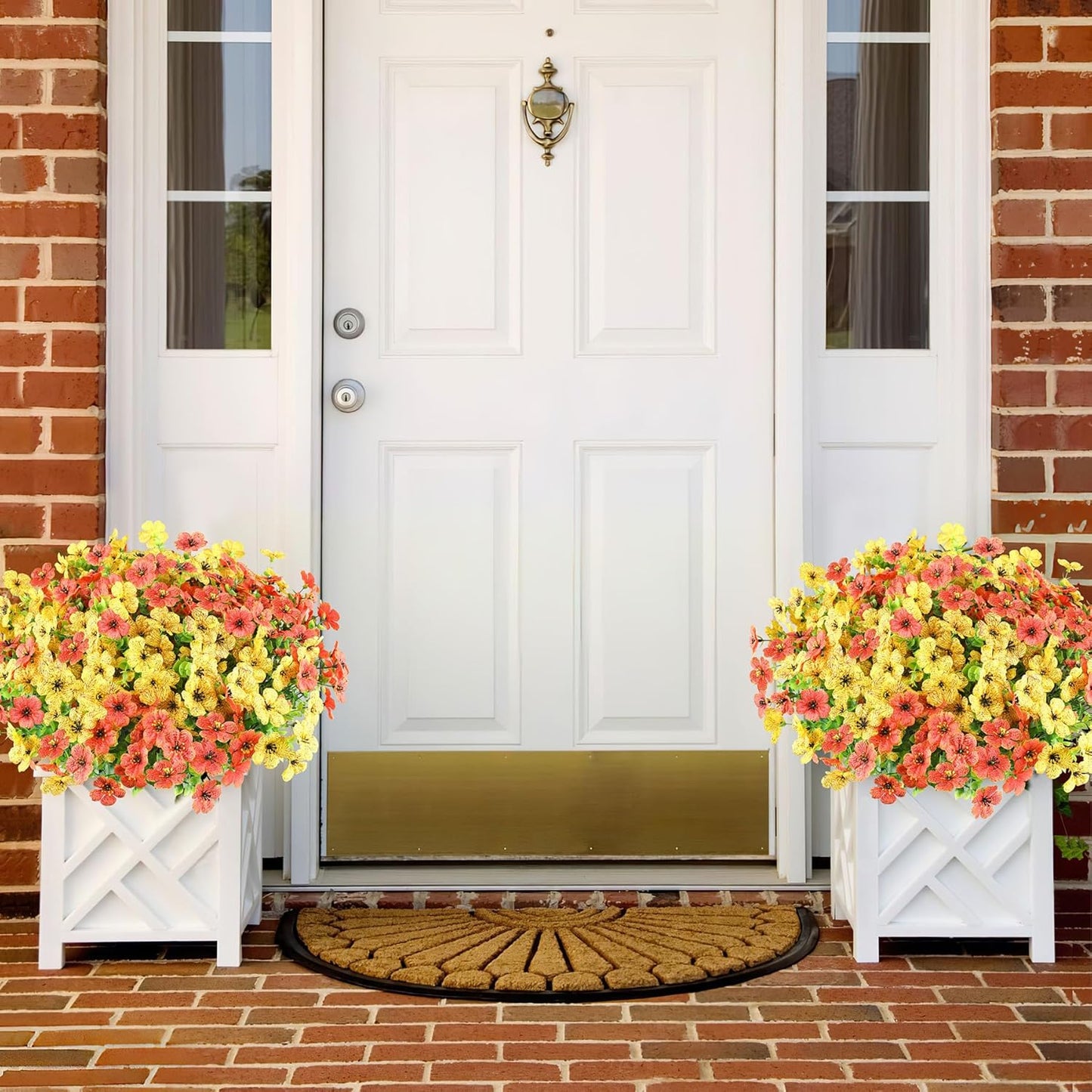 AmyHomie 16 Bundles Artificial Flowers for Outdoor Outside Summer Fall Decoration UV Resistant Faux Flowers No Fade Fake Plastic Plants Fake Mums Garden Porch Window Box Decorating