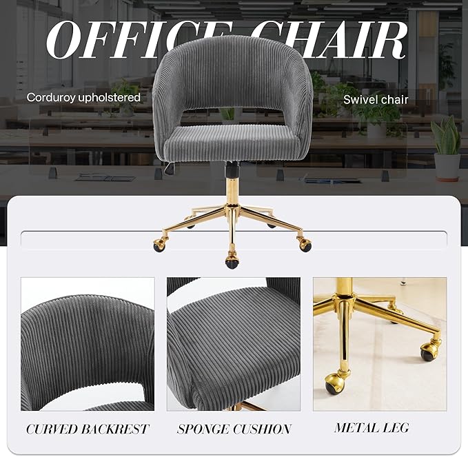 KCC Home Office Chair Swivel Desk Chair Accent Armchair Upholstered Modern - Image 8