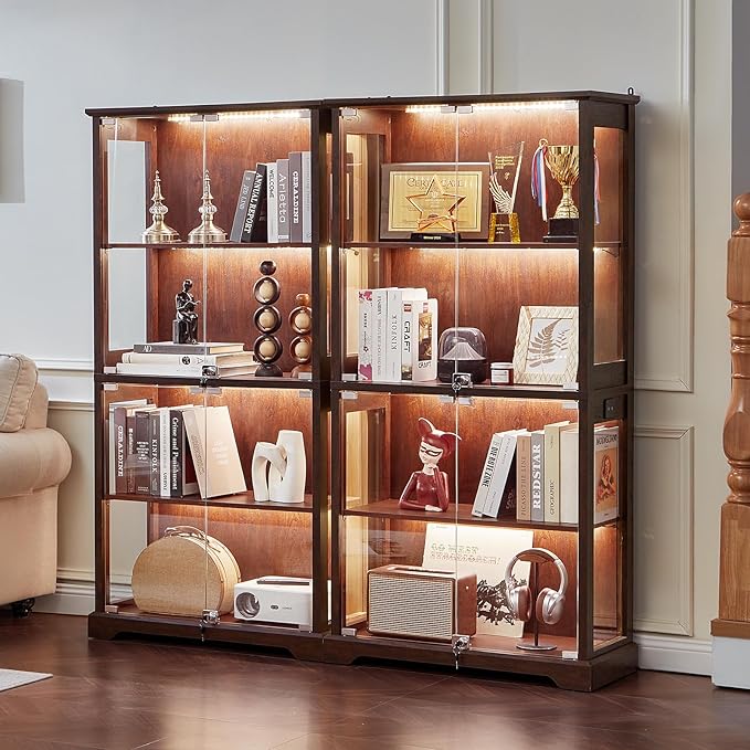 LELELINKY Farmhouse Display Cabinet Set of 2 - Image 2