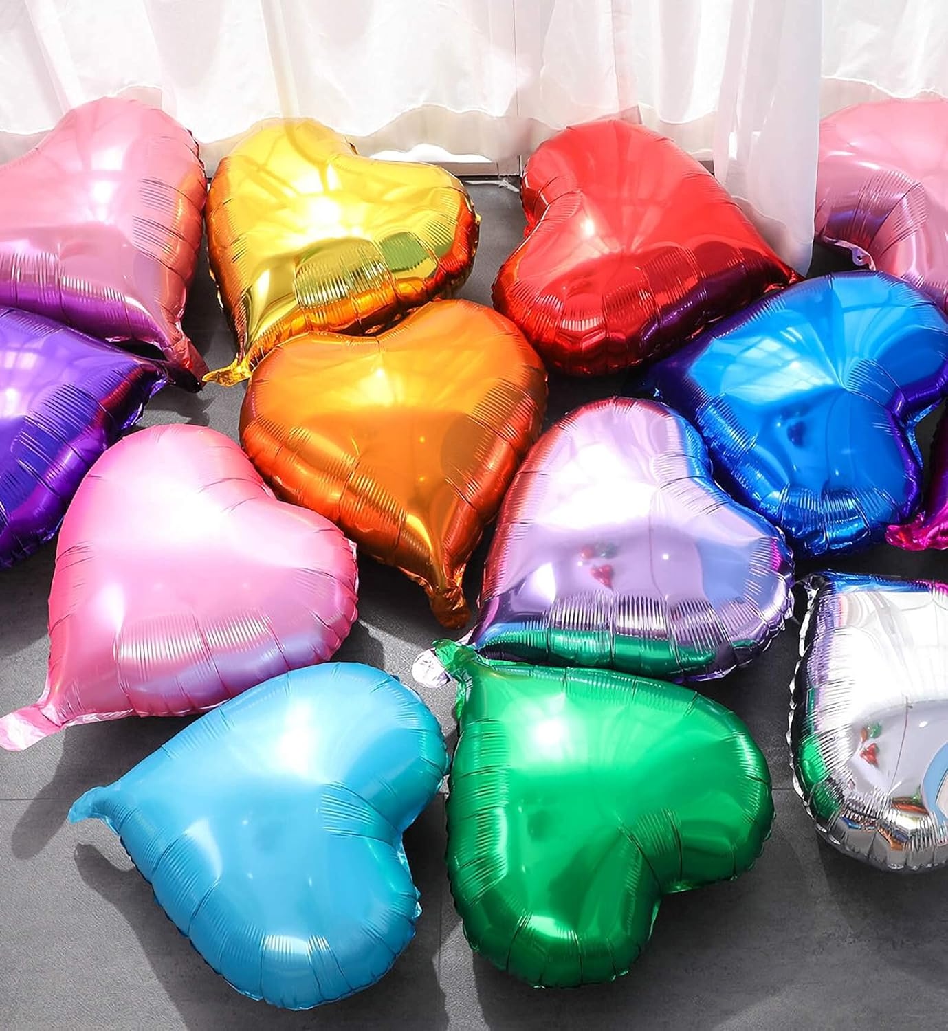 10Pcs Green Foil Heart Shaped Balloons 18 Inch Mylar for Baby Shower, Wedding, Valentine Decorations - Love Party Decor