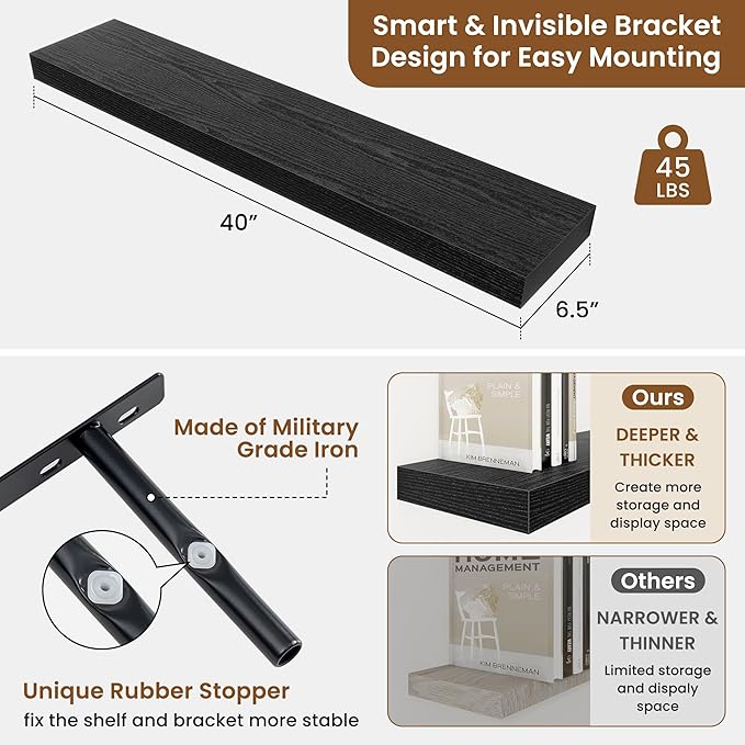 fuqing Floating Shelves for Wall, Wall Mounted Wood Floating Shelf - Image 3
