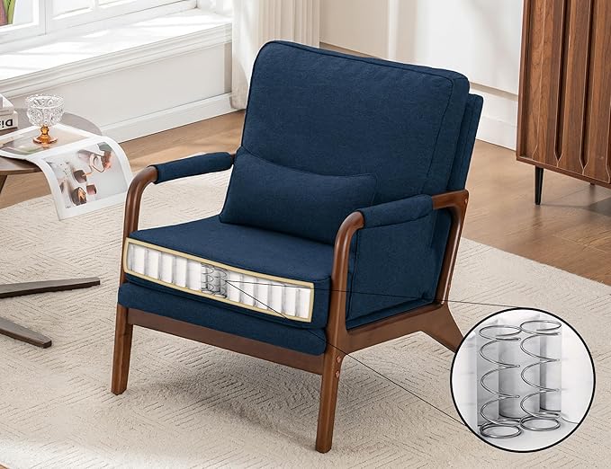 Mid Century Modern Chair Set of 2, Upholstered Lounge Arm Chair - Image 6