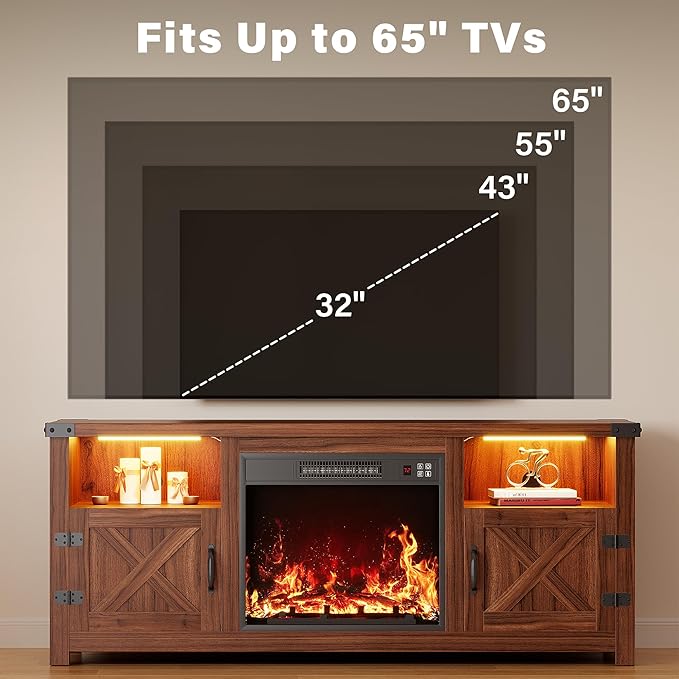 YESHOMY LED Fireplace TV Stand - Image 7