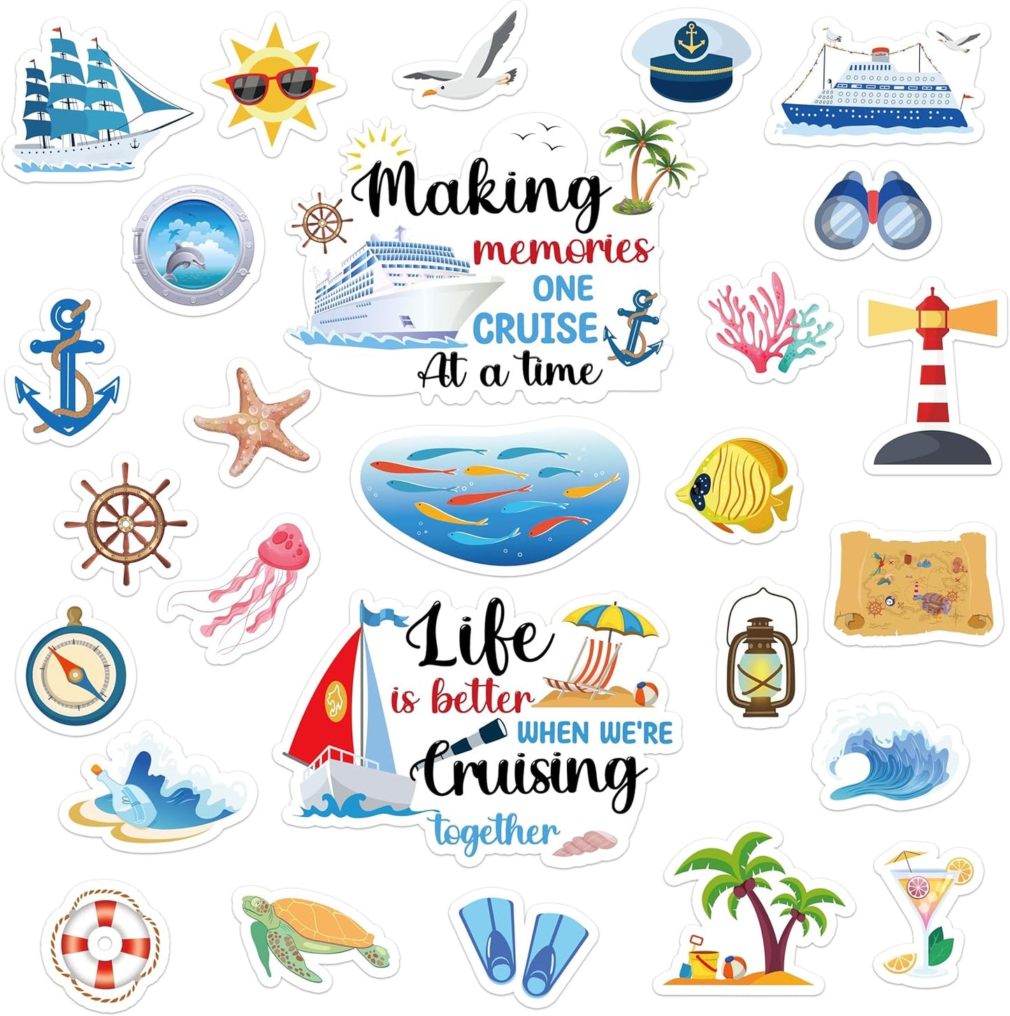 Cruise Door Decorations Magnetic, 27 Pcs Large Nautical Cruise Ship Magnets for Door Funny Carnival Sea Navigation Door Magnets for Door Decorations Fridge Car Cabin Party Supplies