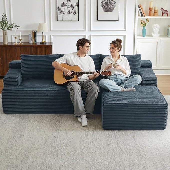 96" Cloud Sectional Couch with L-Shape Chaise, Modular Comfy Sofa Chaise Longue - Image 6