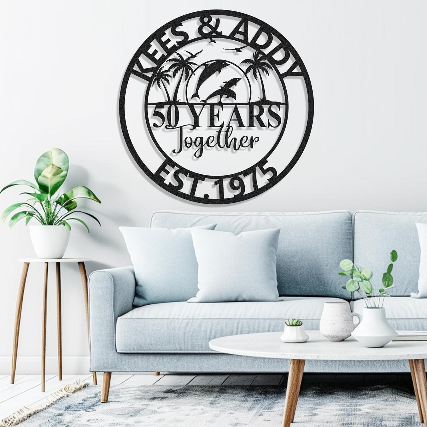 Personalized 50th Wedding Anniversary Sign Gifts for Parents Custom Metal Anniversary Sign Personalized Wedding Gifts for Couples Husband Wife Custom Monogram Name Signs Housewarming Gift