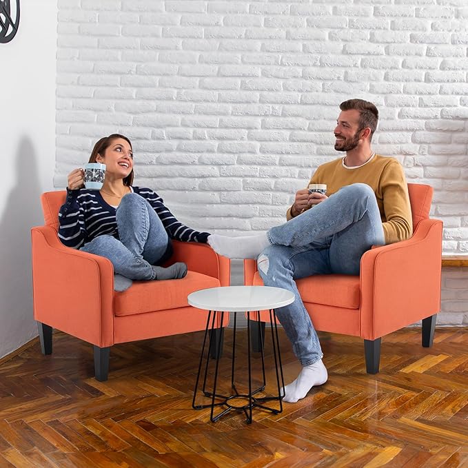 VINGLI Burnt Orange Mid Century Modern Accent Chair - Image 9