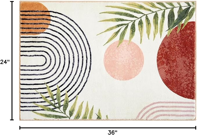 RoomTalks Boho Cute Bathroom Rugs Bath Mat Non Slip Washable, Modern Abstract - Image 2