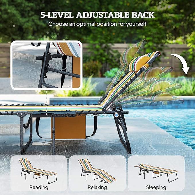 Outsunny Folding Chaise Lounge Chair Outdoor Tanning Chair - Image 4
