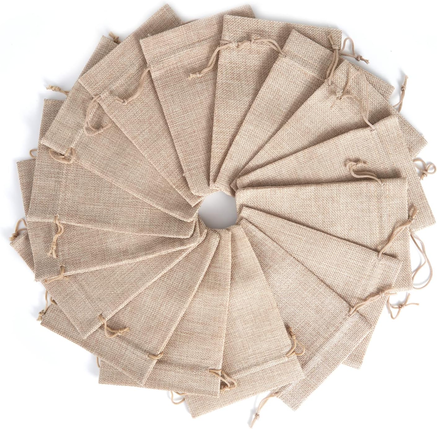 Tendwarm 50 Pcs 3x4 Inch Mini Size Burlap Gift Bags with Drawstring Linen Jewelry Bag for Wedding Party Favors