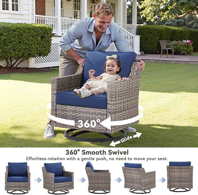 Patio Furniture Set with 42.5" Fire Pit Table-6 Pieces All Weather Wicker - Image 3