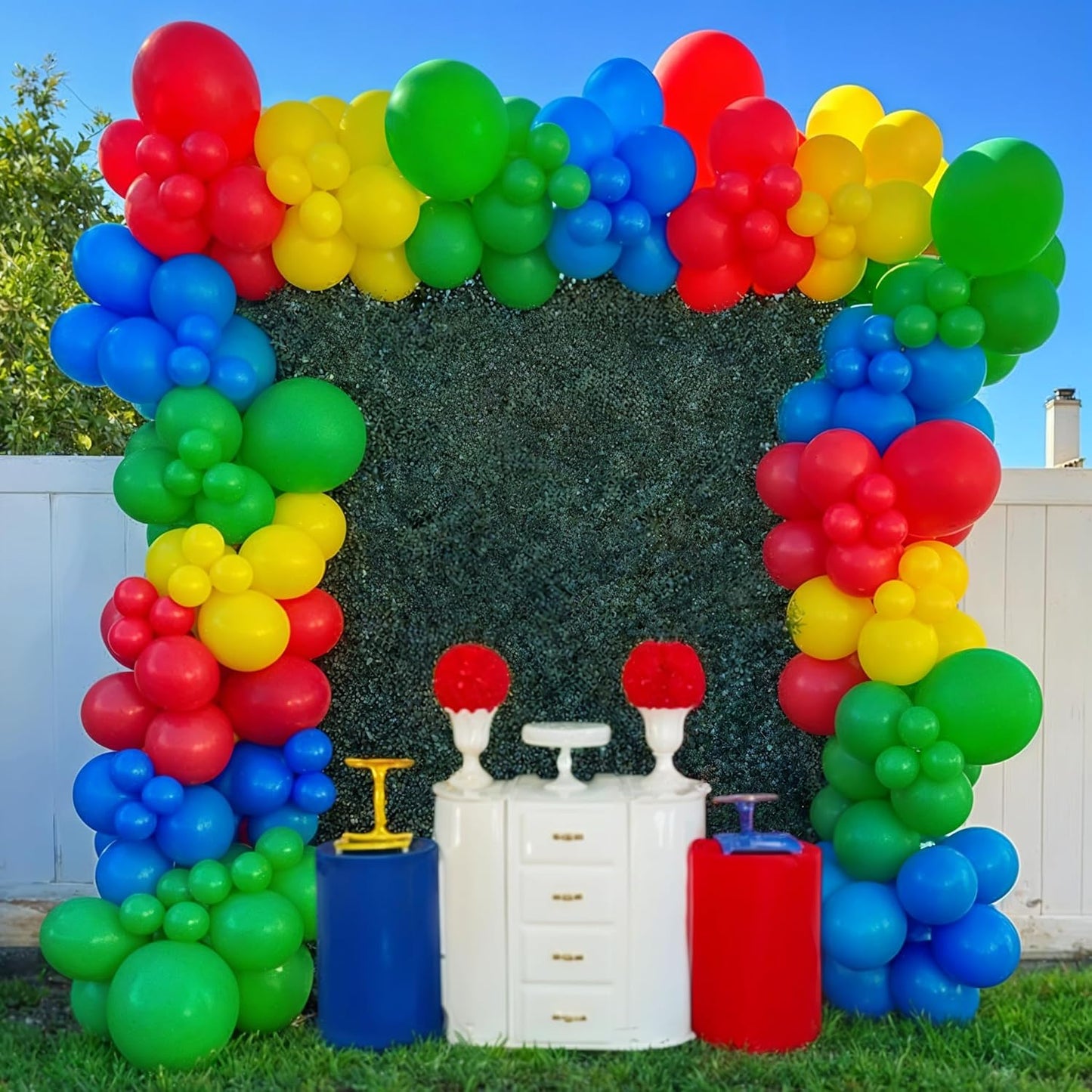 Red Yellow Blue Green Balloons, 60PCS Red Orange Blue Balloons, Rainbow Cartoon Theme Primary Color Latex Balloon for Kids Birthday Baby Shower Festival Carnival Circus Party Decorations Supplies