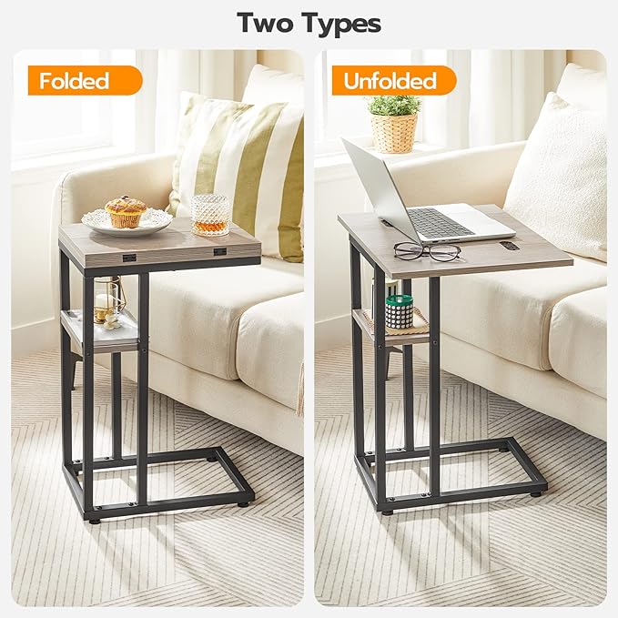 HOOBRO Foldable End Table, C Shaped Side Table - Image 7