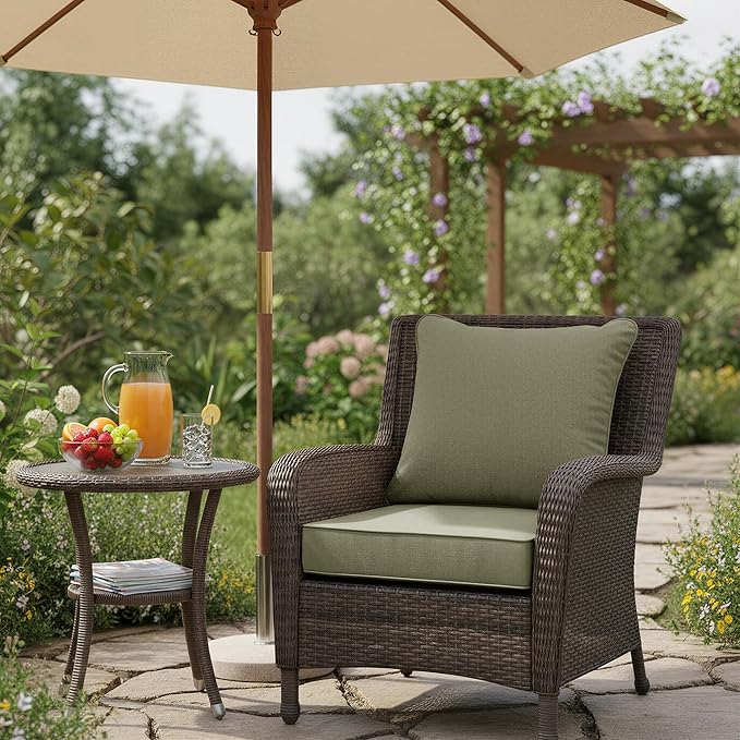 Summsun Water Resistant Outdoor Chair Cushions, Faux Linen Backrest and Seat - Image 2