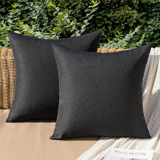 MIULEE Pack of 2 Decorative Outdoor Solid Waterproof Throw Pillow Covers Euro by MIULEE