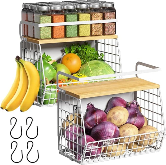 Magnetic Shelf for Fridge with Wood Lid, Fruit Potato and Onion Storage Bins by Ofiray-home