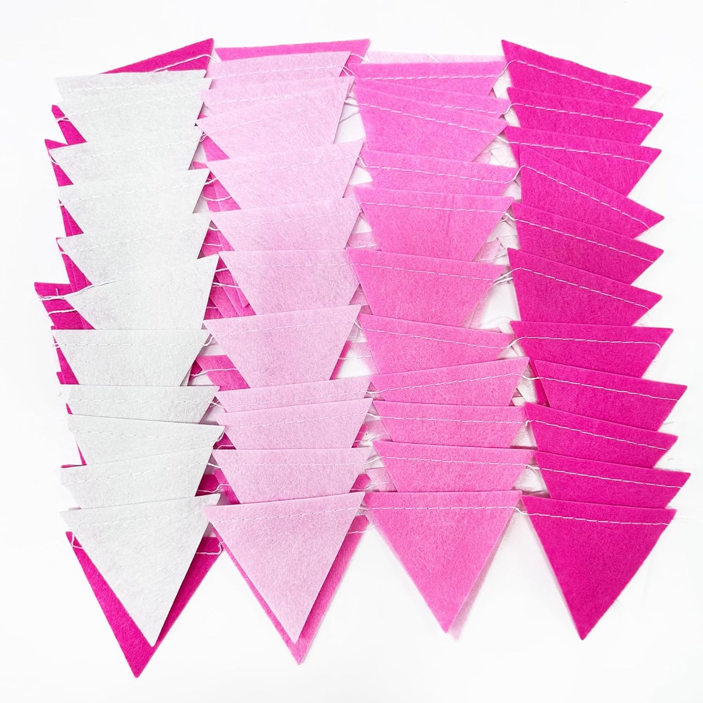 Hot Pink Party Decorations - Ombre Rose Pink Felt Hanging Triangle Mini Bunting Pennant Banner Flag for Birthday, Wedding, Baby Shower, Bridal Shower, Bachelorette, Girl Party, Classroom