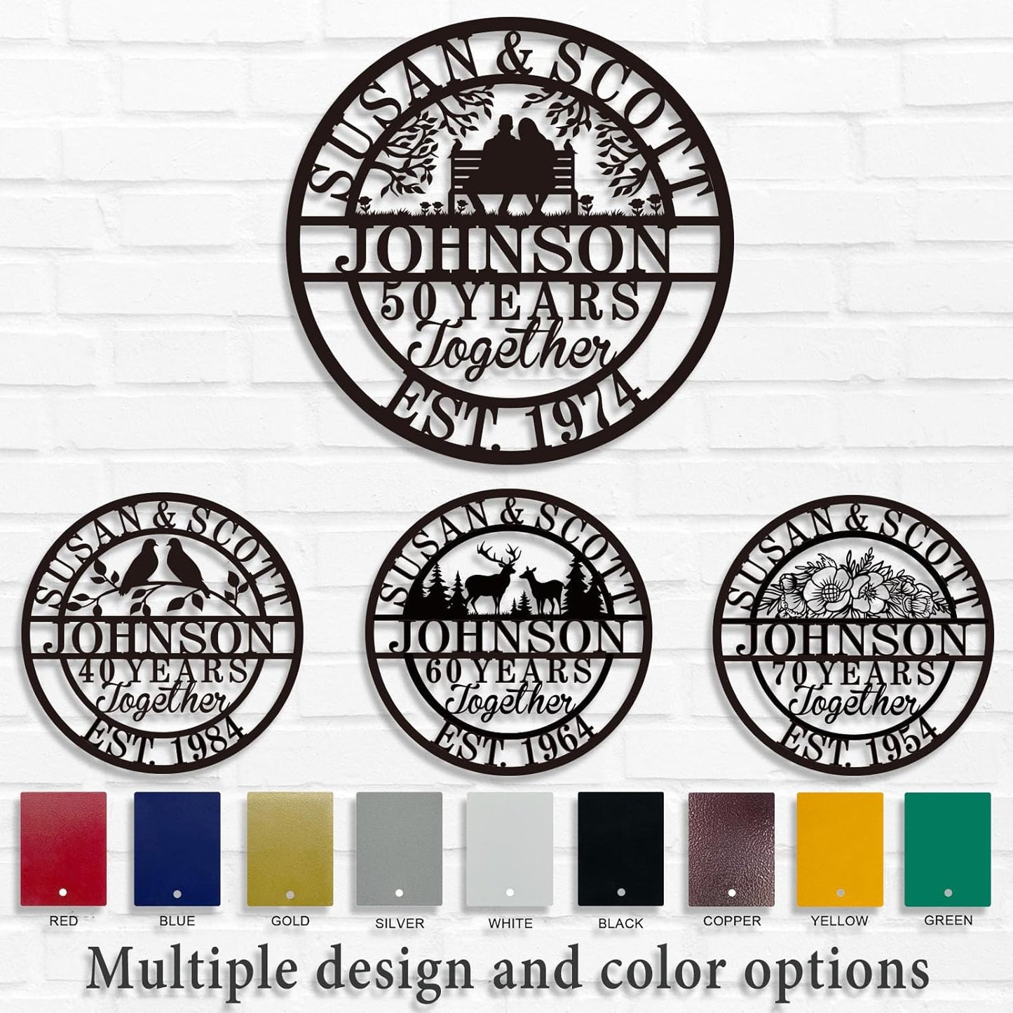 Personalized Christmas Gifts 2025, Custom 50th/40th/60th/70th/30th/1-99 Years Wedding Anniversary Sign Gifts for Couples Parents, Custom Metal Monogram Sign Personalized Family Name Signs