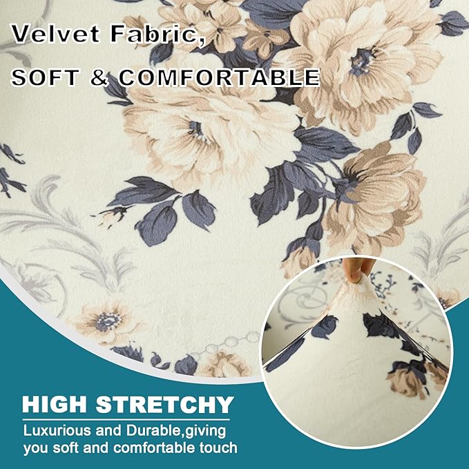 KRFOONN Velvet Wing Chair Slipcovers 2 Piece Stretch Printed Wingback Chair - Image 2