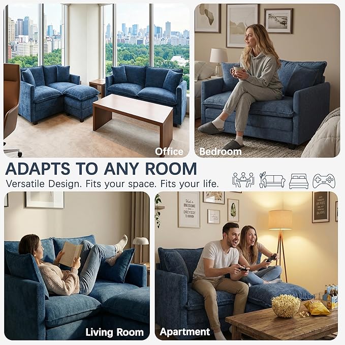 Loveseat Sofa, Comfy Chenille Small Couch - Image 7