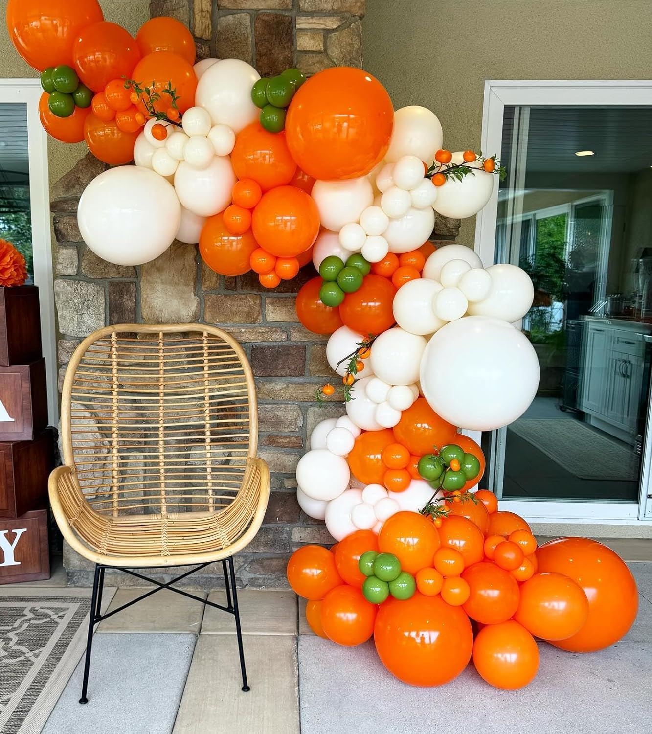 Paready Burnt Orange Balloons Set, 50Pcs Orange and Apricot Balloons, 12 Inch Metallic Confetti Gold Sand White Apricot Balloon for Baby Shower Thanksgiving Tropical Fall Party Supplies