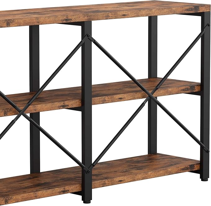 IRONCK Bookshelf Double Wide 47 in 3-Tier, Industrial Bookcases, Wood and Metal - Image 6