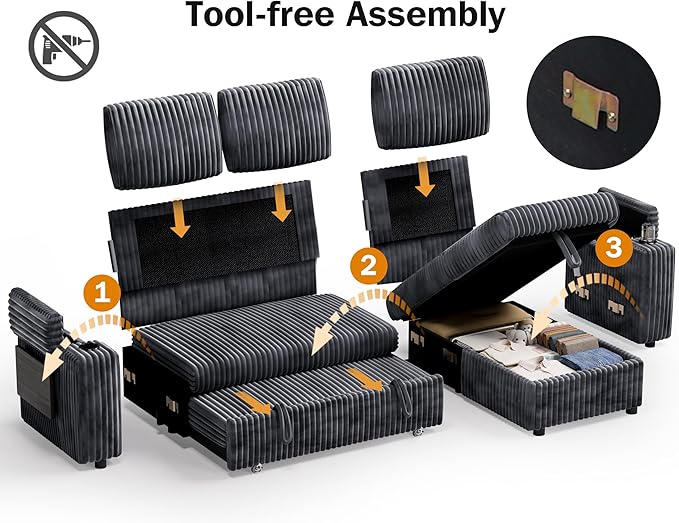 Vipbear 86" Modular Sectional Sleeper Sofa - Image 4