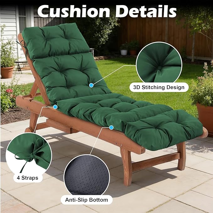 Chaise Lounge Cushions Outdoor, Waterproof & Fade Resistant Patio Lounge Chair - Image 5