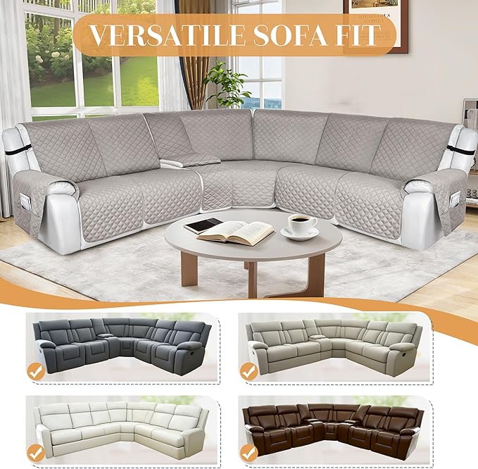 HDCAXKJ 100% Waterproof Reclining Sectional Couch Covers L Shape Recliner Sofa - Image 6