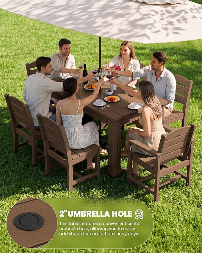 SERWALL Outdoor Dining Set for 8 – HDPE Patio Set - Image 3