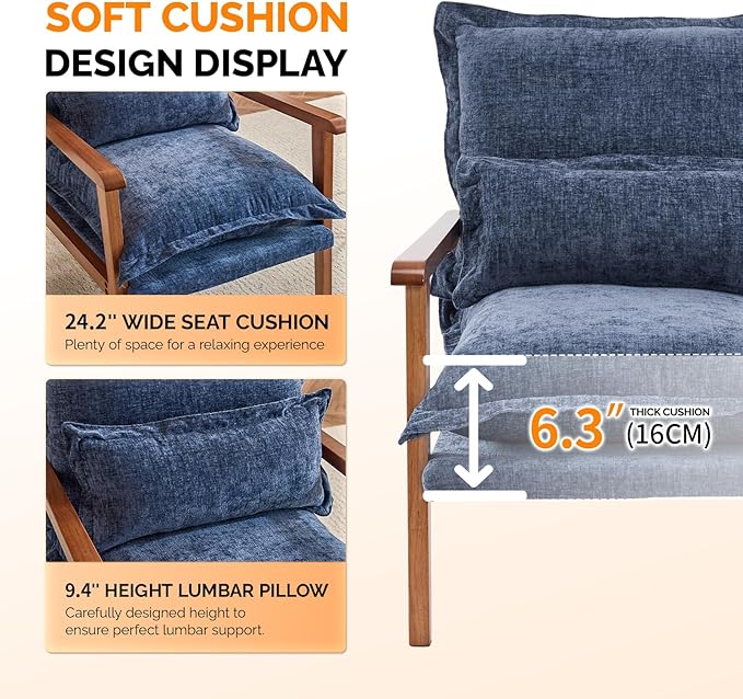 VINGLI Mid-Century Modern Cloud Accent Armchairs set of 2 - Image 7