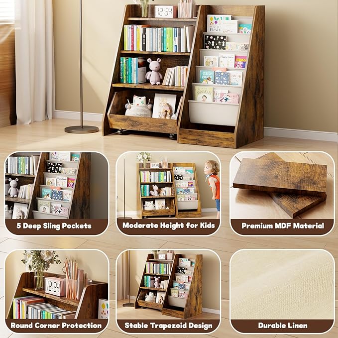 COZPAW Kids Bookshelf and Toy Storage, 4 Tier Toddler Bookshelf - Image 5