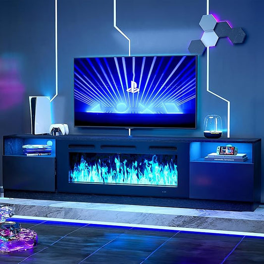 oneinmil 90” TV Stand with 50” Electric Fireplace, Large Modern Media by oneinmil