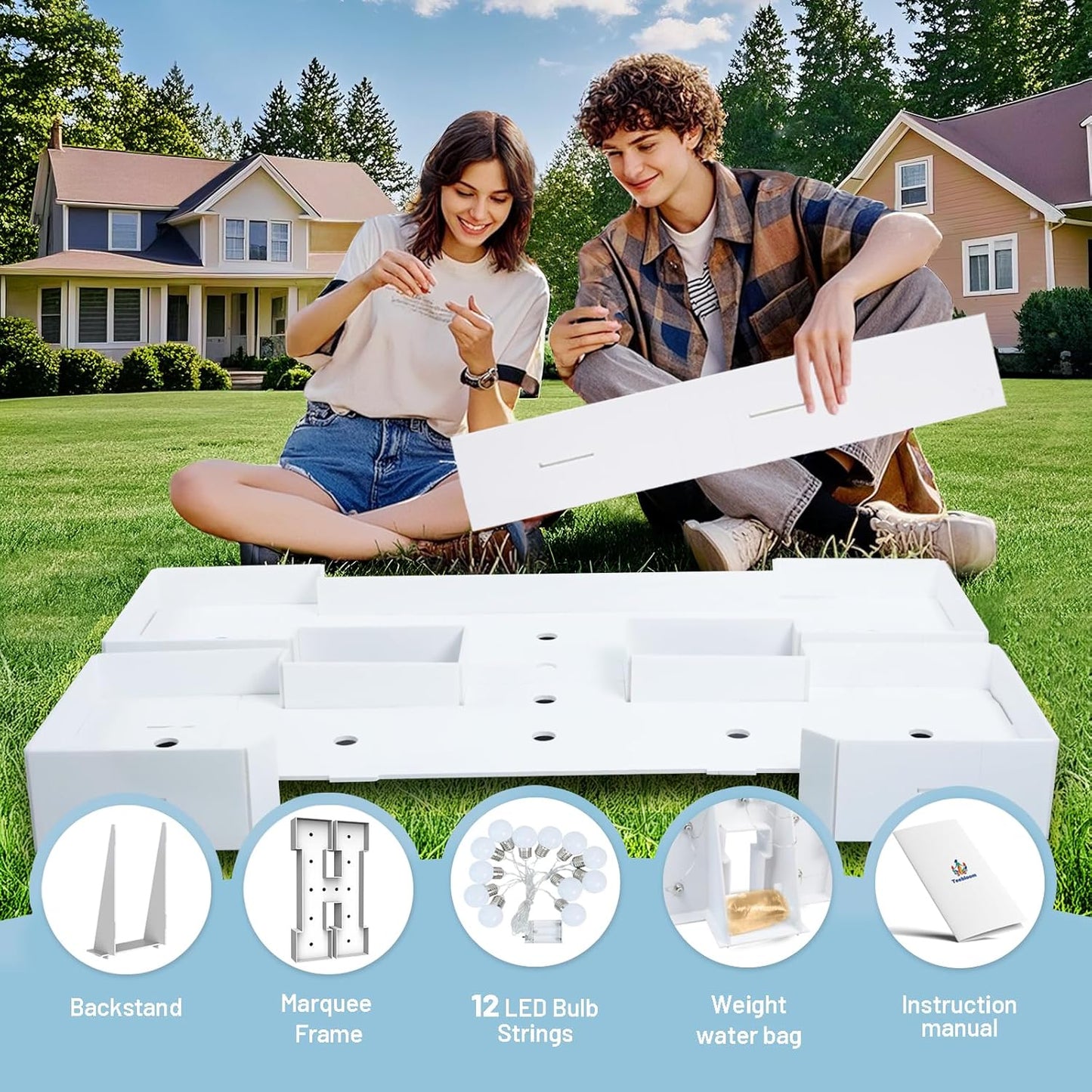 4FT Marquee Light Up Letters H,Party Decoration Large Marquee Light Up Letters with Weighted Water Bag,Pre-cut Foam Board Set Can Be Used for Birthdays,Weddings,Baby Anniversaries