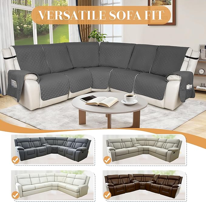 HDCAXKJ 100% Waterproof Reclining Sectional Couch Covers L Shape Recliner Sofa - Image 5