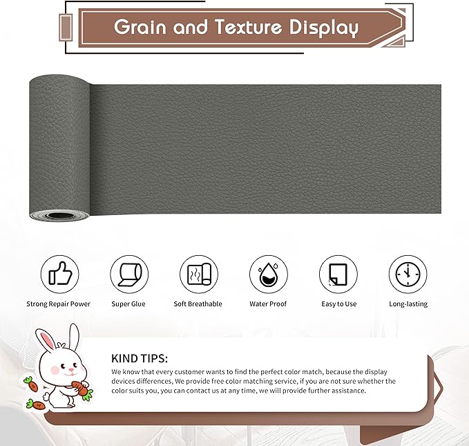 KING MOUNTAIN Leather Repair Patch, 4 x 63 Inches self Adhesive Leather Repair - Image 2