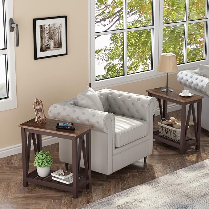 ChooChoo Farmhouse End Table, Rustic Vintage Narrow End Side Table - Image 4