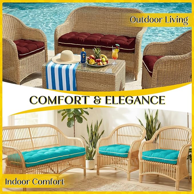 1 MIDDLE ONE Wicker Chair Cushions 3 Pieces Set - Image 5