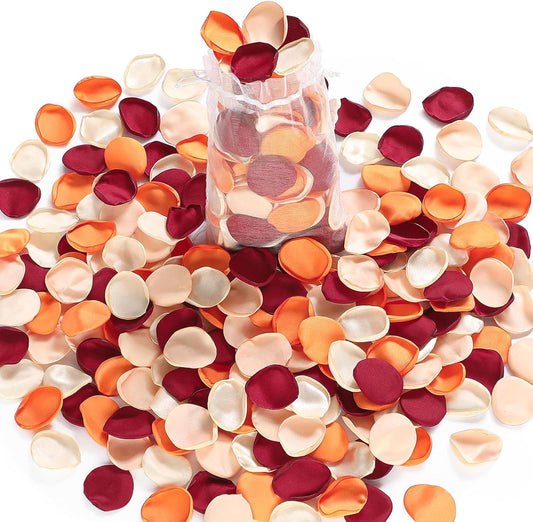 Alecono 400 pcs Silk Rose Petals, Faux Rose Flower Petals for Wedding Flower Girl, Orange Fall Fake Silk Petals Artificial Flower Petals for Bridal Shower