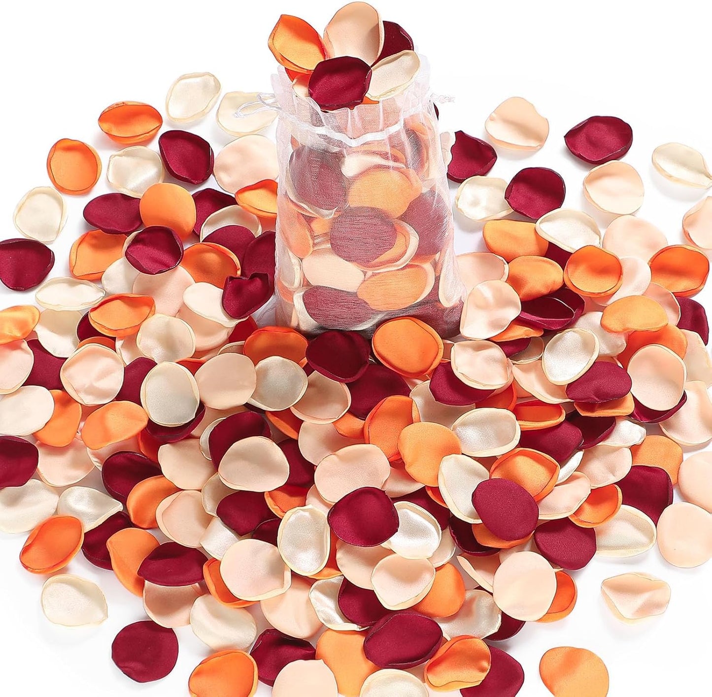 Alecono 𝟲𝟬𝟬𝙋𝙘𝙨 Silk Rose Petals, Faux Rose Flower Petals Bulk for Wedding Flower Girl, Fall Orange Fake Silk Petals Artificial Flower Petals for Bridal Shower