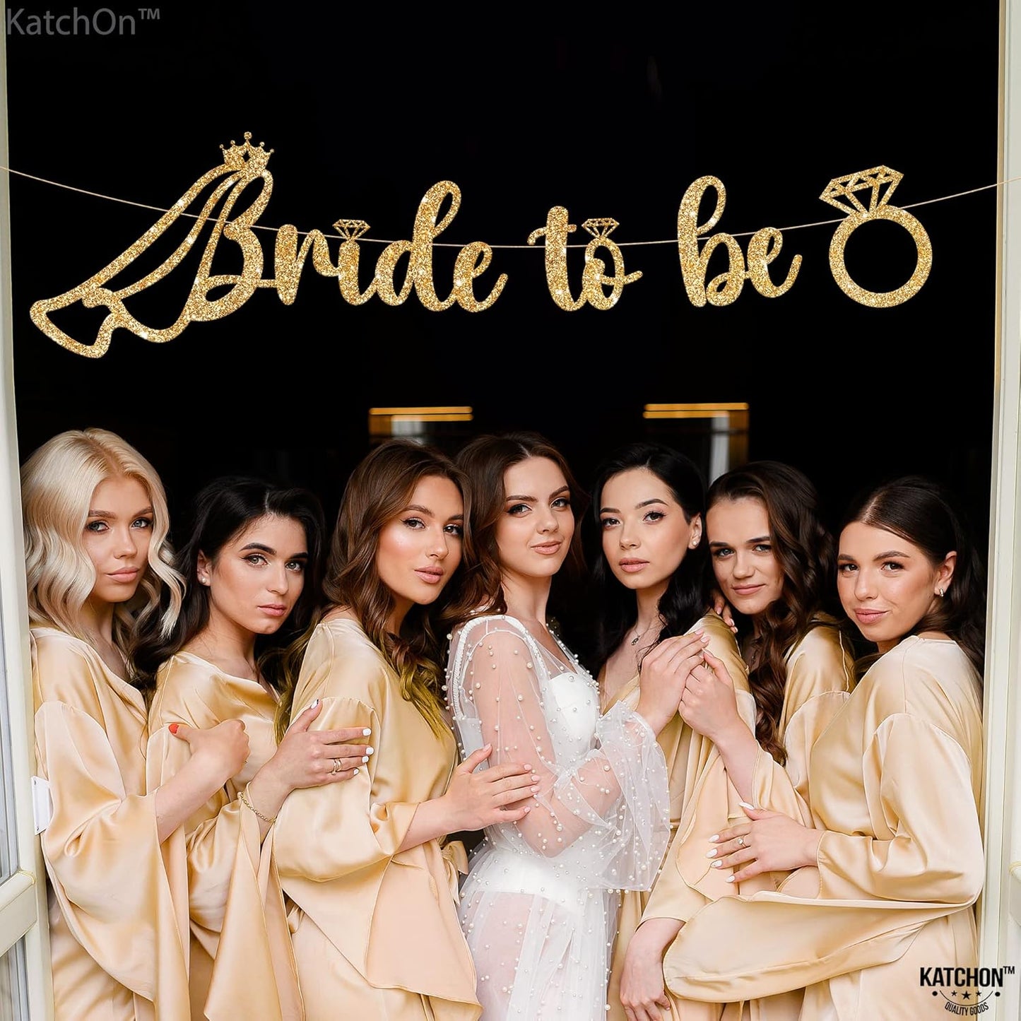 KatchOn, Glitter Bride to Be Banner Gold - 10 Feet, No DIY | Bridal Shower Banner for Bridal Shower Decorations | Gold Bachelorette Party Decorations | Bride to Be Decorations