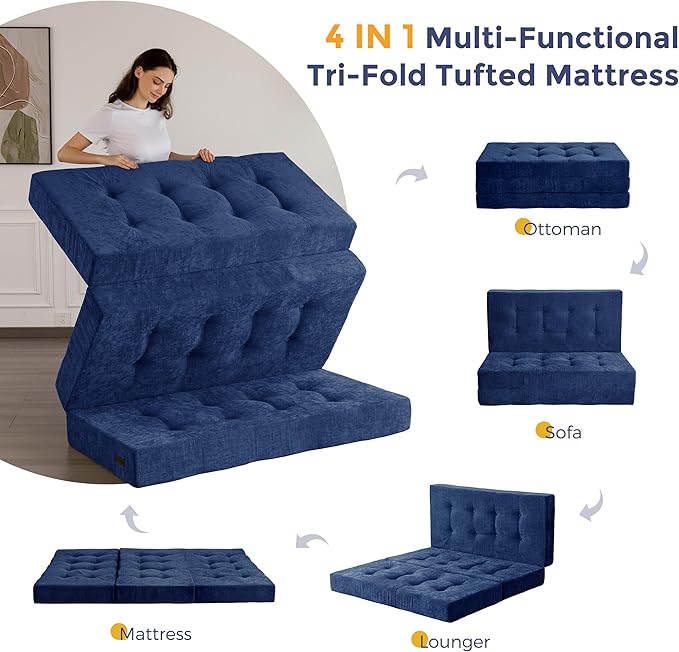 MAXYOYO 6" Folding Sofa Bed for Floor, Tufted Tri-Fold Floor Mattress - Image 6