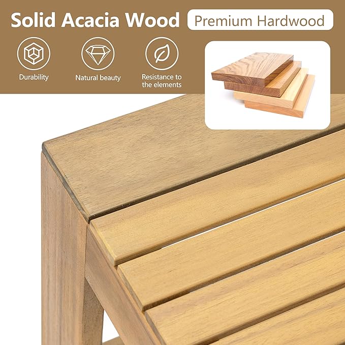 Christopher Knight Home Kayahs 3 Pieces Acacia Wood Furniture Set, Patio - Image 3
