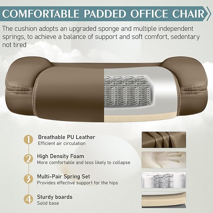 Leather Office Chair, PU Home Computer Desk Chairs - Image 5