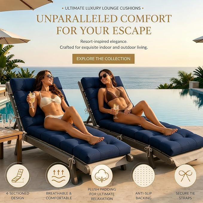 Chaise Lounge Cushion Outdoor, Waterproof Thick Patio Lounge Chair Cushion - Image 2